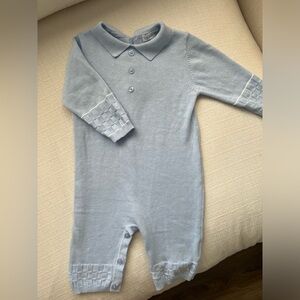 Blue Knit Baby Onepiece